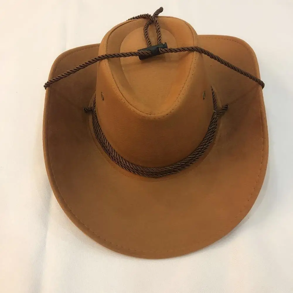 Retro Western Cowboy Hat Mens Wide Brimmed Velvet Western Rope Rider Cowboy Hat Cowgirl Hat For Unisex Adult Costume Party