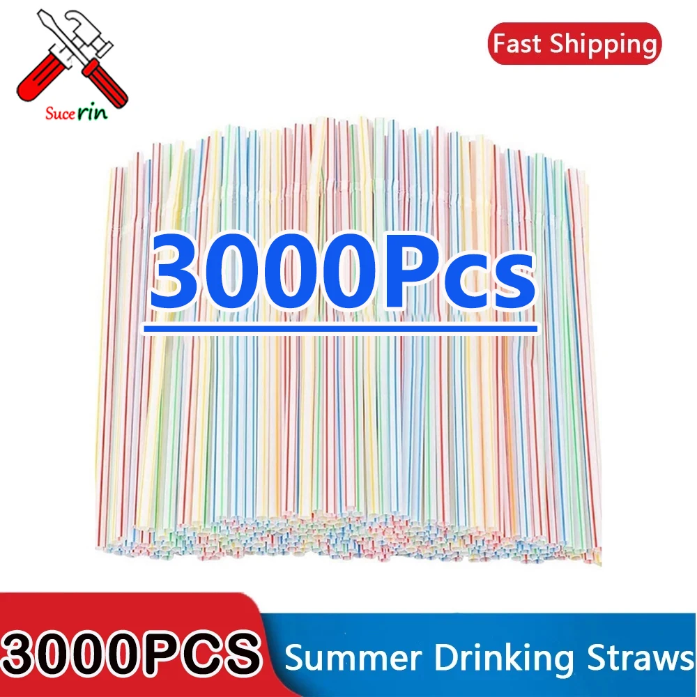 50/3000Pcs Multicolor Kunststof Drinking Straw Wholesale Milk Tea Bar Party Wedding Kitchen Rietjes Drinking Beverage Straws