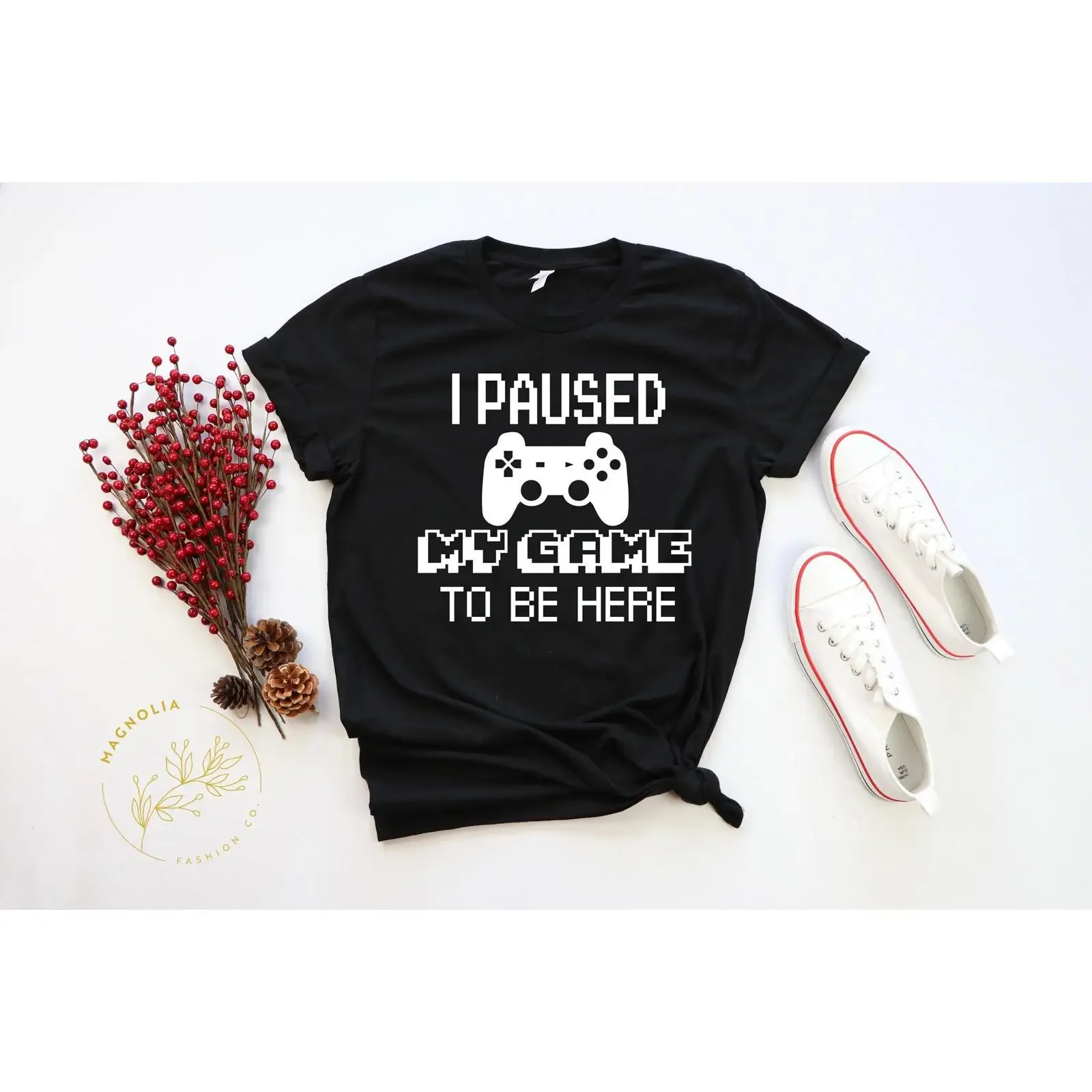 I Paused My Game to Be Here Funny Gamer Cotton T Shirt Casual Birthday for Boyfriend Husband vintage Washed fashion Breathable