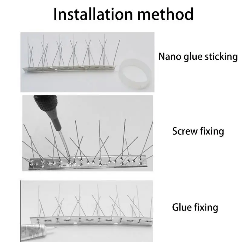 Bird Spikes 10 Set Nest Prevention Spikes Stainless Steel Scare Devices for Protection and Security Garden Patio Window