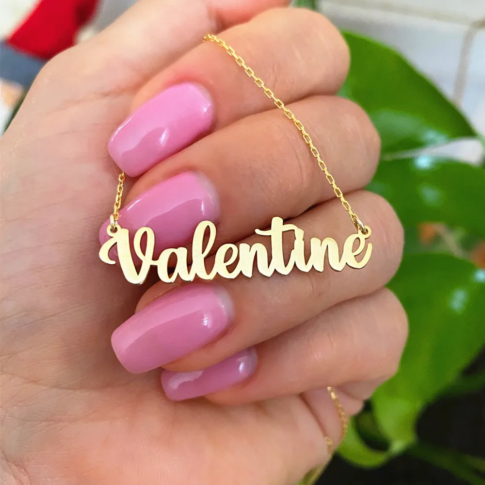 

Gold Plated Name Necklace Personalized Nameplate Necklace Custom Birthday Christmas Gift for Women Mother's Day Jewelry Choker