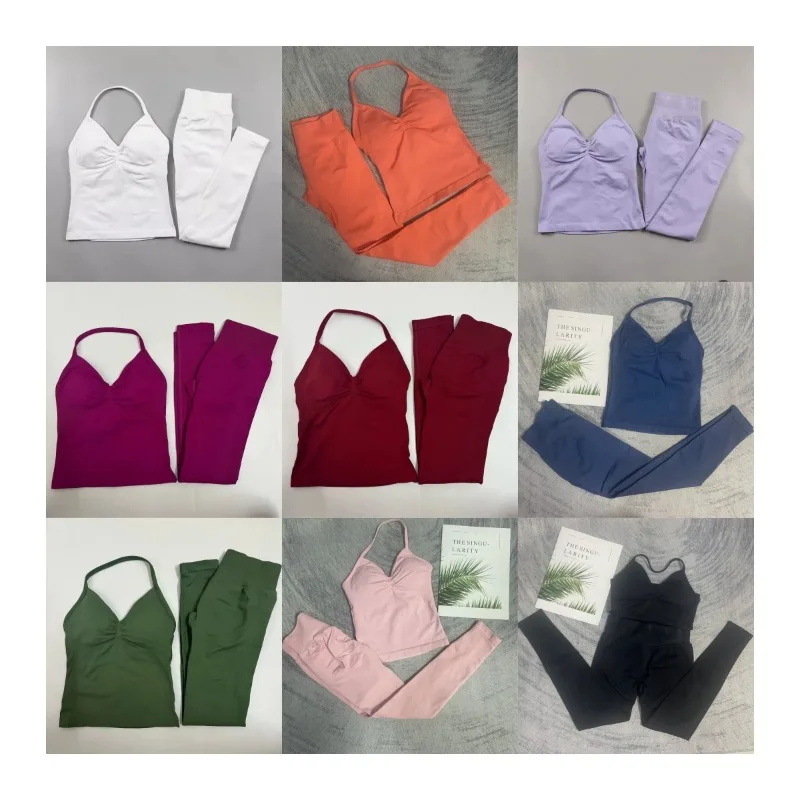 

Celebrity's New Style with Beautiful Back and Neck Hanging Vest, Long Pants and Shorts Set Yoga Exercise and Fitness for Women
