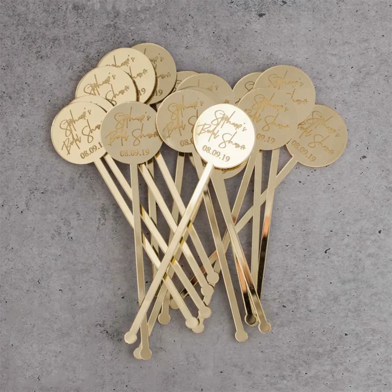 20/50/100Pcs Personalized Acrylic Party Drink Stirrers Birthday Swizzle Decoraions Custom Wedding Decorations Cocktail Stirrers