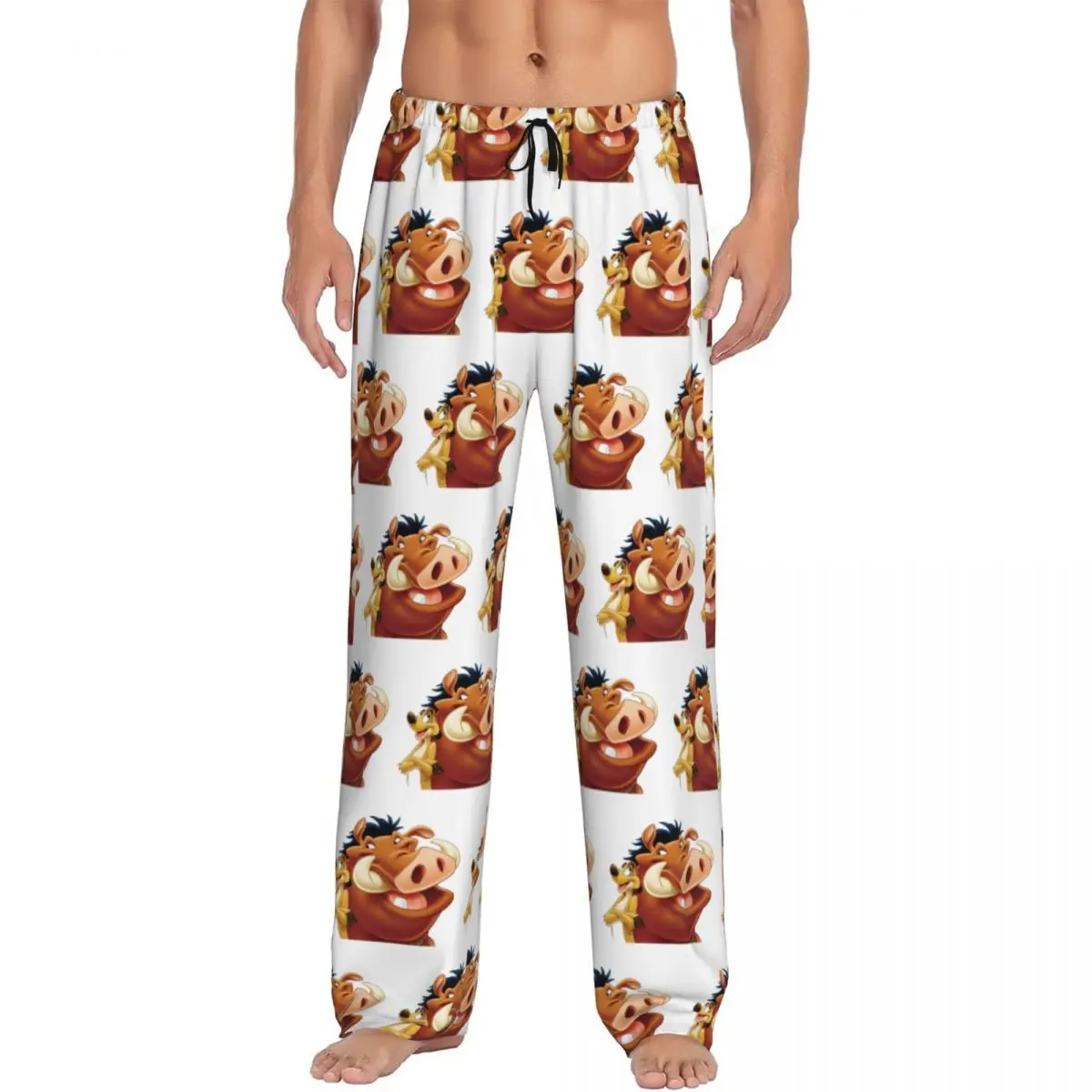 Men's Cartoon Lion King Simba Pajama Pants Custom Print Sleep Sleepwear Bottoms with Pockets