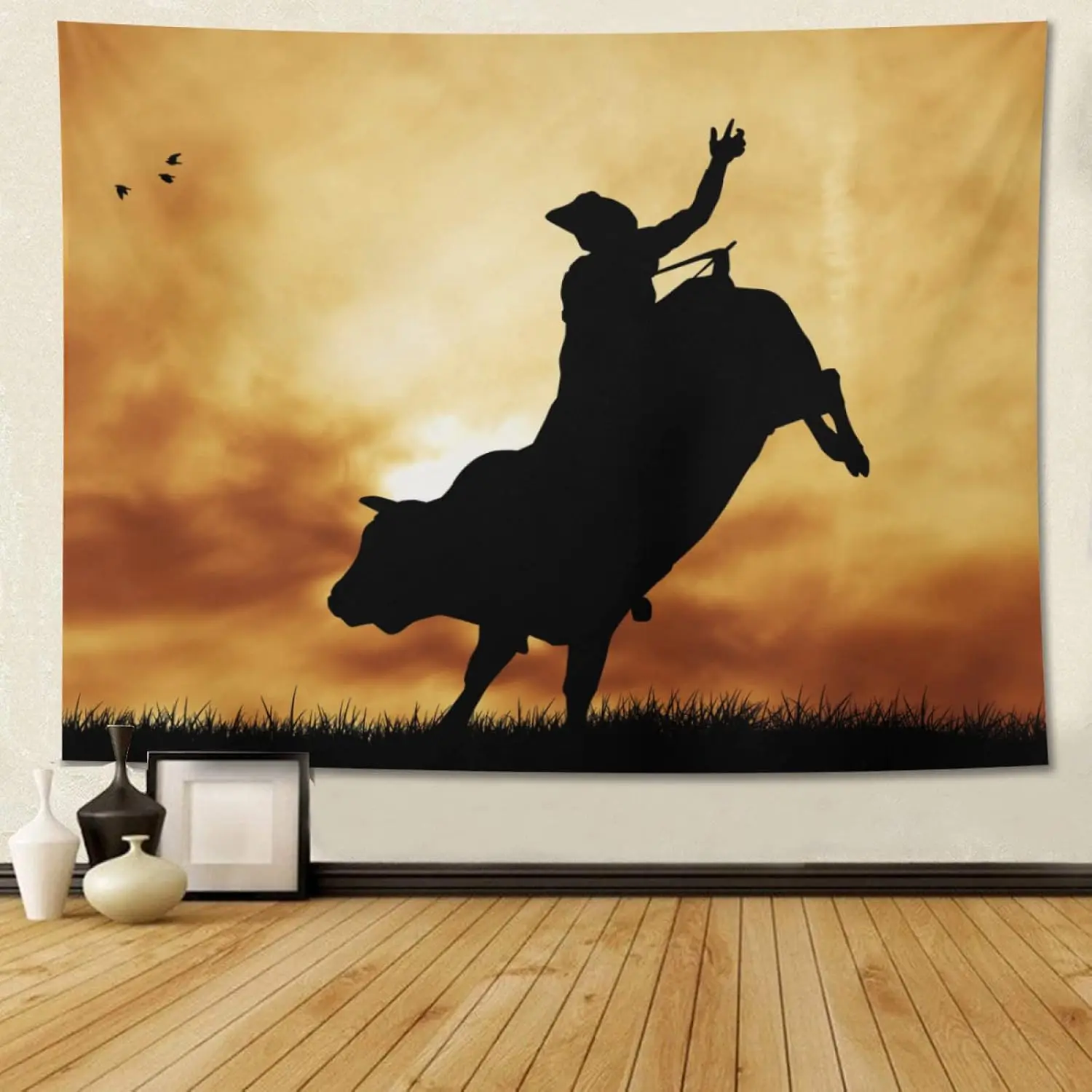 Western Cowboy Tapestry Rodeo Bull Rider Wall Hanging Party Decorations Home Decor For Bedroom Living Room Dorm (200 X 150cm)