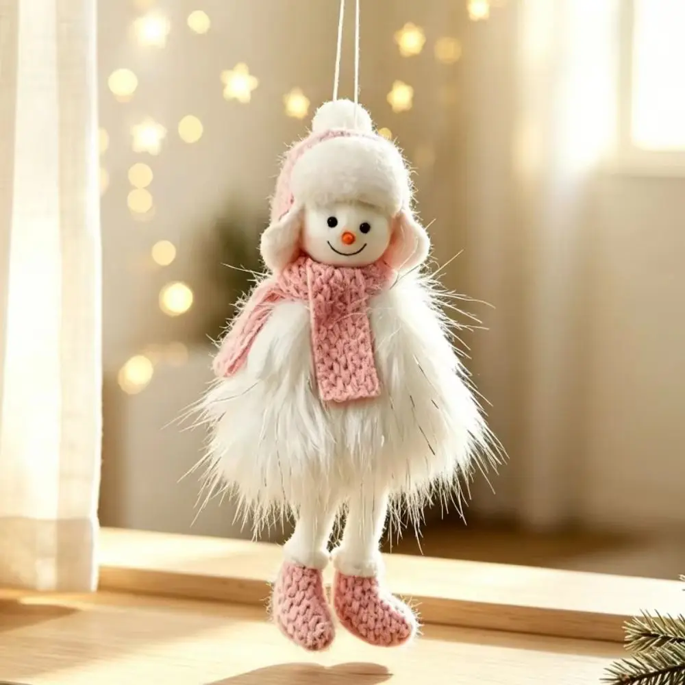Creative Hanging Snowman Knit Hat Elegant Xmas Tree Hanging Pendant DIY Craft Pink White Christmas Tree Decoration