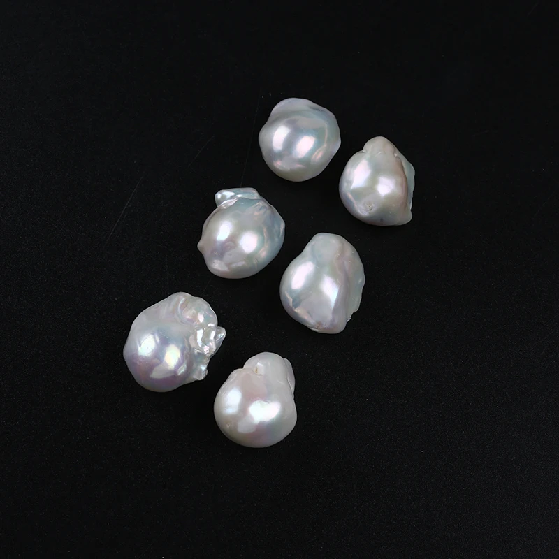 

14-16mm AA Natural White Fireball Loose Real Freshwater Large Baroque Pearl Beads Pair