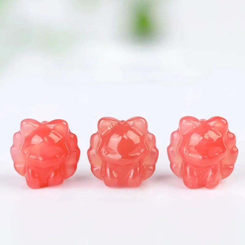Natural salt source agate nine-tailed fox pendant DIY bead partition accessories