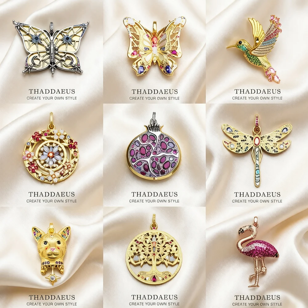 Colgante árbol de Granada flor pájaro mariposa libélula gato Koala joyería nueva Europa regalo de Plata de Ley 925 para mujer