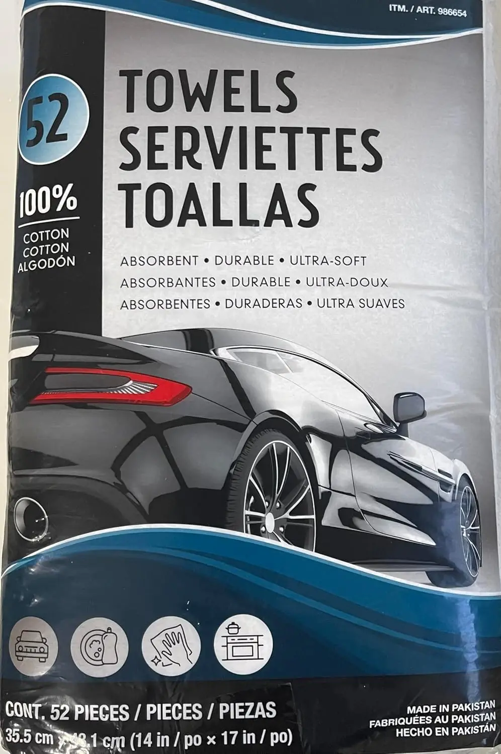 

Набор из 52 плотных махровых полотенец из хлопка, 14x17 дюймов, мягкие и впитывающие, для кухни и ванной