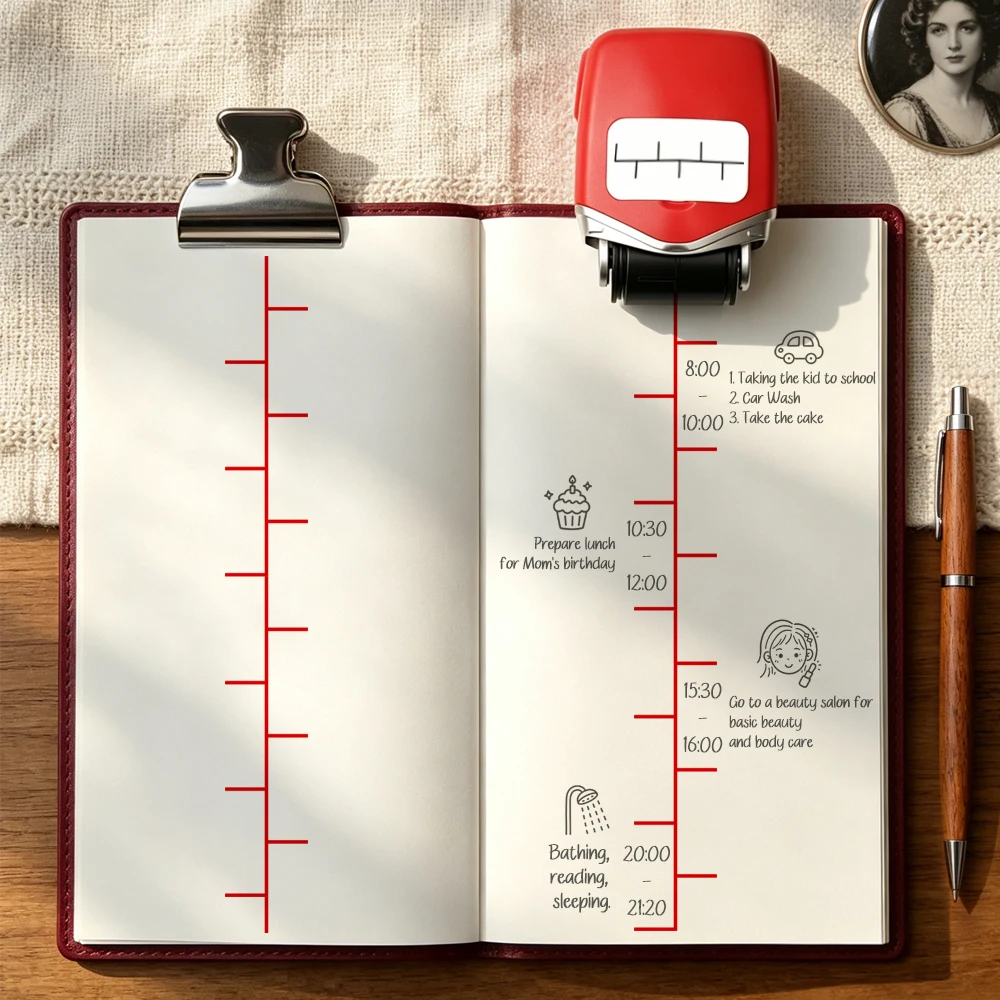 Timeline Stamp: Your Great Time Management Helper | Multi-purpose Equal Division Ruler Stamp | Self-inking Time Planning Stamp
