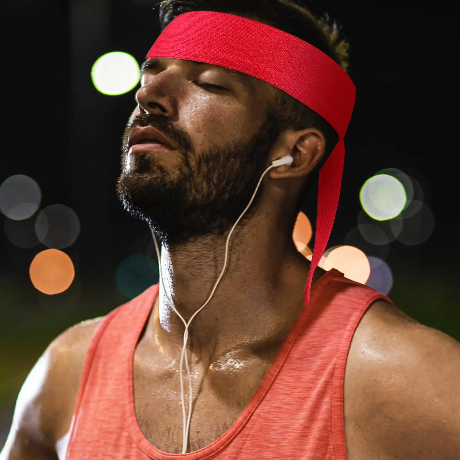 Sports Tie Headband Sweat Absorbing Nonslip Workout Headband Adjustable for Men Women Hair Bands Headbands for Men