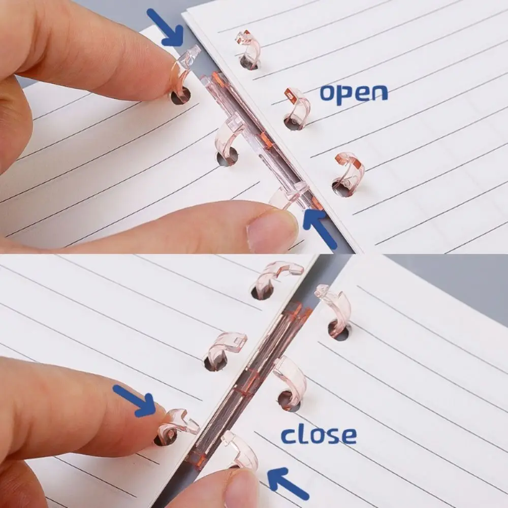 3 Hole Loose-leaf Ring Clip Creative Plastic 5 Colors Loose-leaf Book Hoops Ring Opening Loose Leaf Buckle Albums