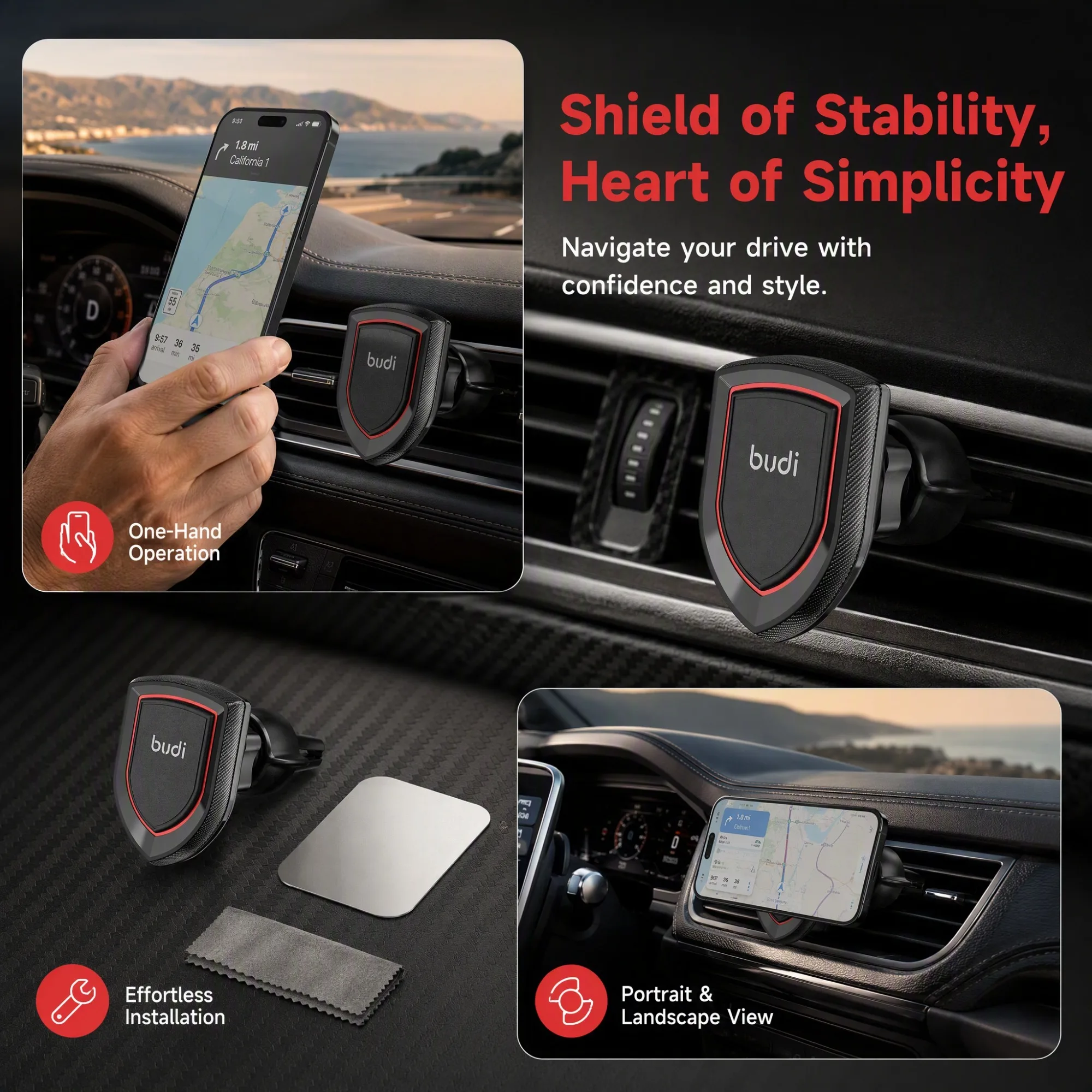Universal Magnetic Car Mount Holder 360° Rotation Air Vent Phone Holder Strong Magnetic On-Board Bracket One-Hand Operation