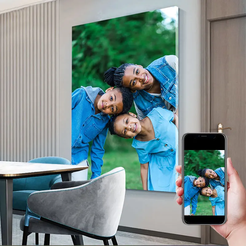 Individueller Fotodruck-Poster auf Massivholz DIY-Rahmen oder rahmenlose Option für Familienfotos, Hochzeiten, Werbeschilder.