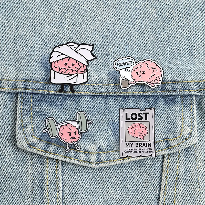 Creative funny brain-shaped badges, interesting brain series alloy pins, accessories for clothing and bags, gifts for friends