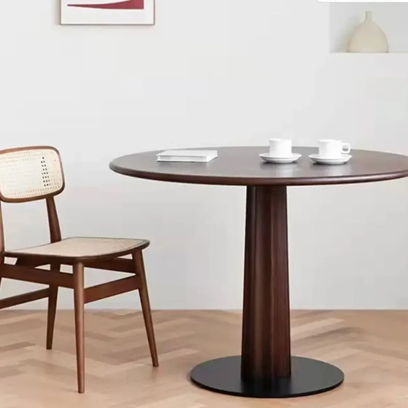 Source factory direct sales solid wood North American black walnut dining table simple cherry wood round large