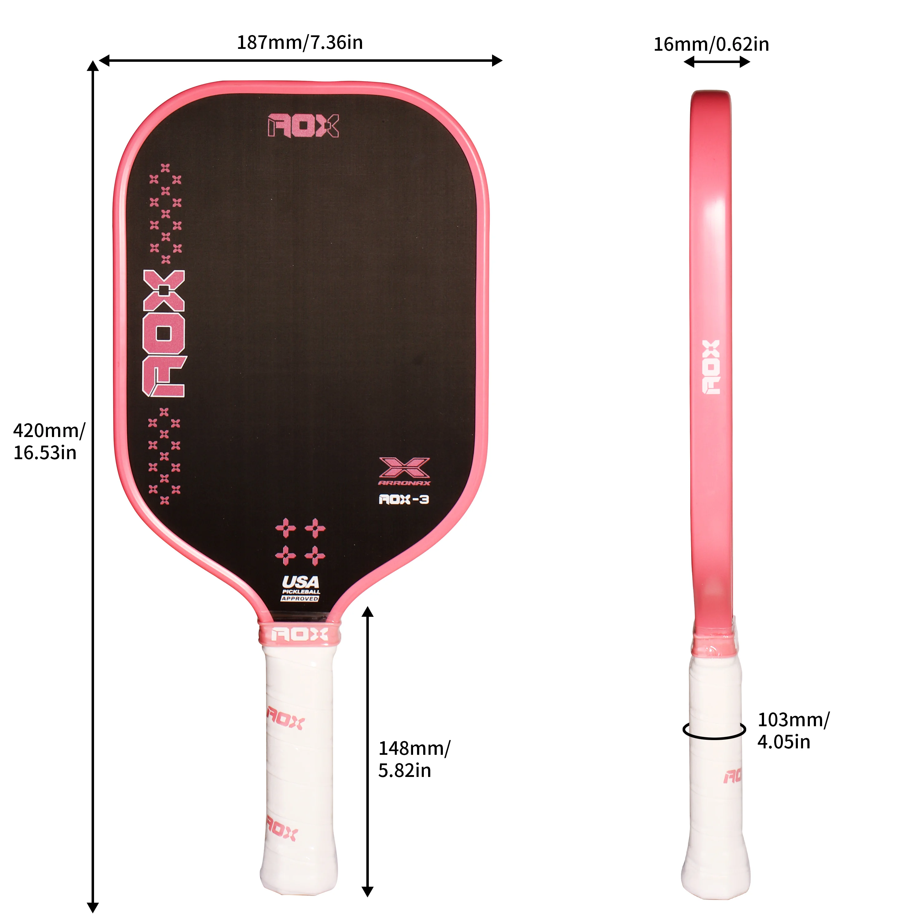 Carbon Fiber Surface Pickleball Paddle, PP Honeycomb Core, USAPA, Enhanced Power, Sweet Spot, Anti-Slip Hand Grip, 16mm