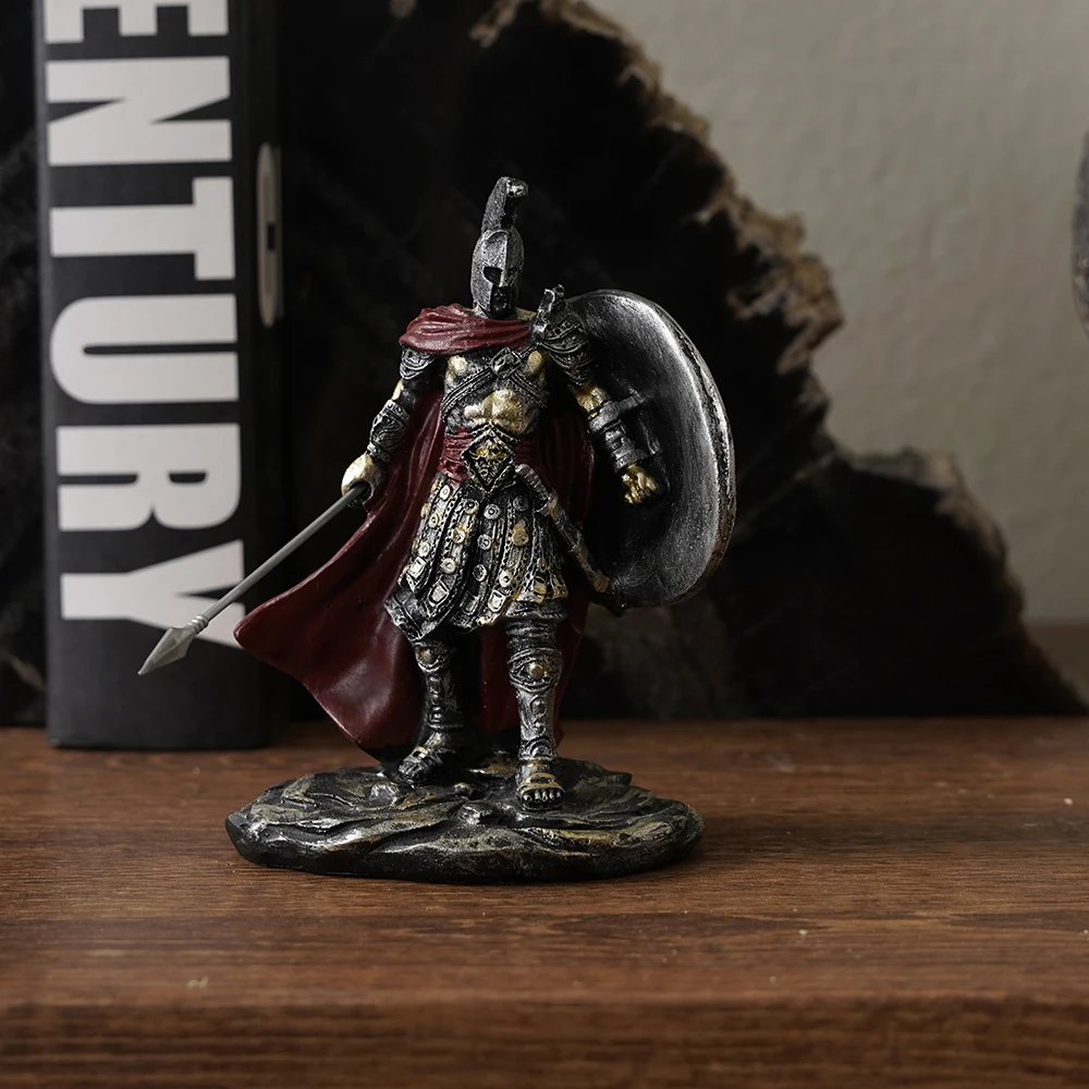 Estatua de guerrero romano, adornos de escritorio, modelo Retro espartano, figuritas artesanales de resina, figura de decoración del hogar, decoración de oficina, regalo para hombres