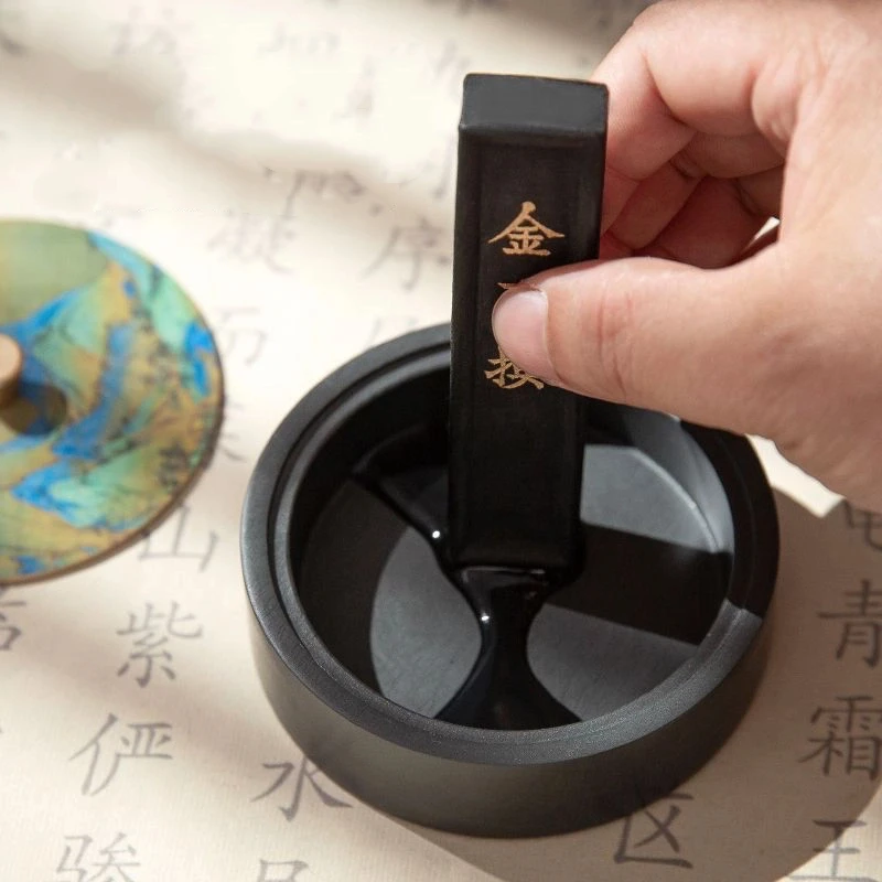 

Natural Stone Inkstone Chinese Calligraphy Painting Ink Stone Retro Portable Vintage Ink Well Inkstick Paperweights Art Supplies