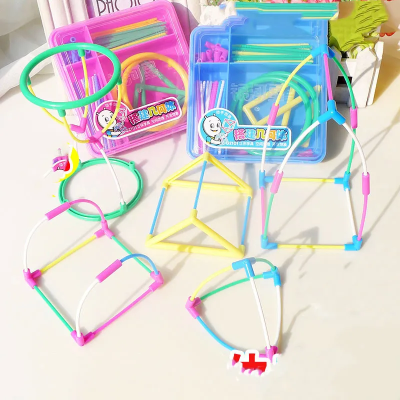 128pcs/set Tensegrity 3D Assemble Stick Structure Model Kit STEM Geometric Science Toy Montessori Education Gift for Child Boy