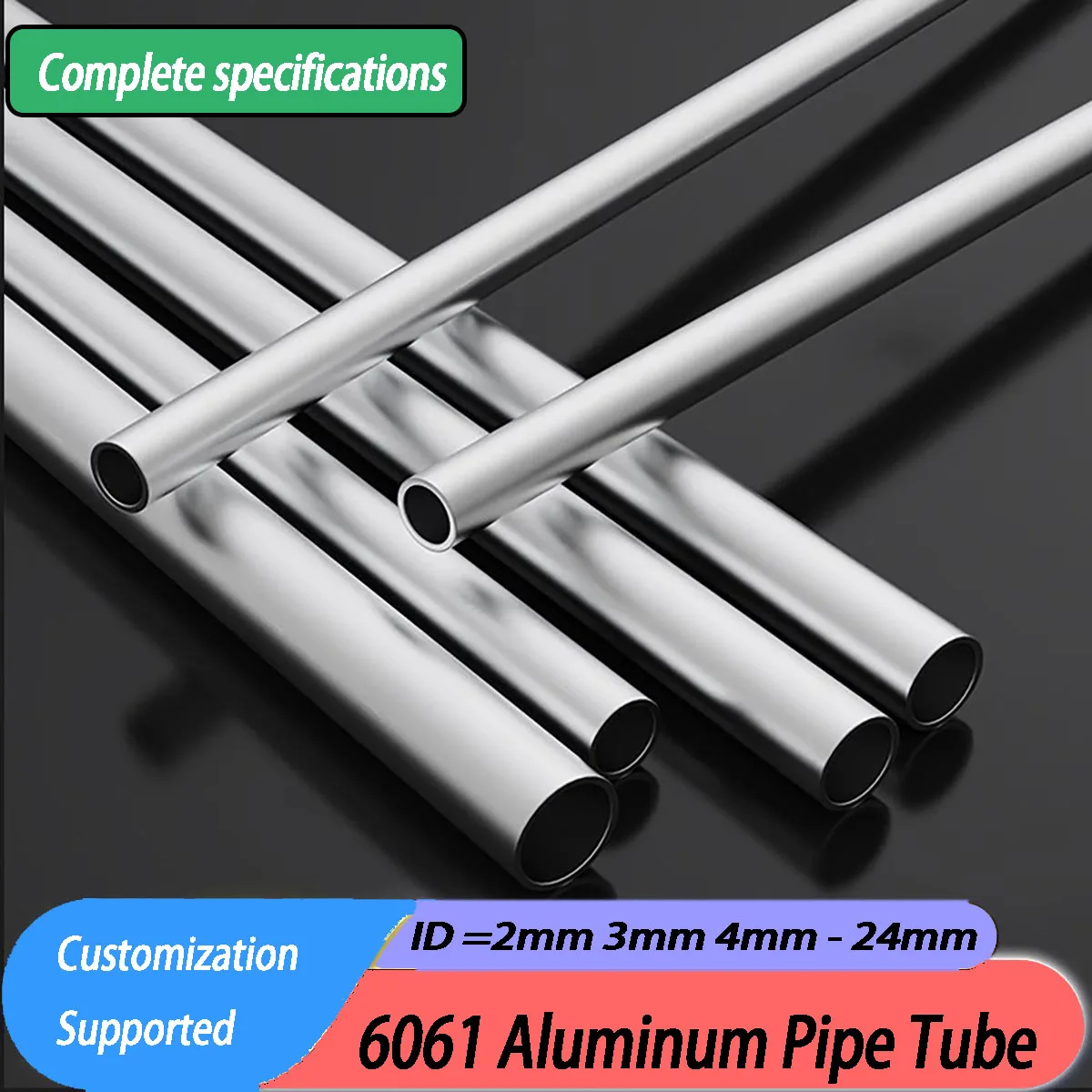 OD= 3-26mm 6061 Aluminum Tube Round Pipe ID= 2mm 3mm 4mm 5mm 6mm 7mm 8mm 9mm 10mm 11mm 12mm~24mm /  Hollow Alloy Tube
