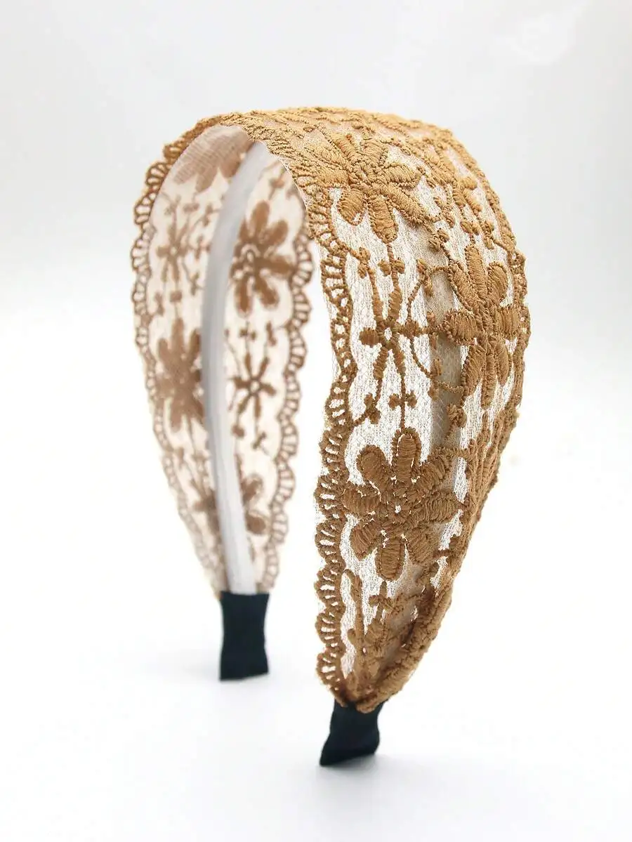 

Elegant Floral Lace Wide Headband For Women Boho Style Hair Accessory Festival Daily Wear