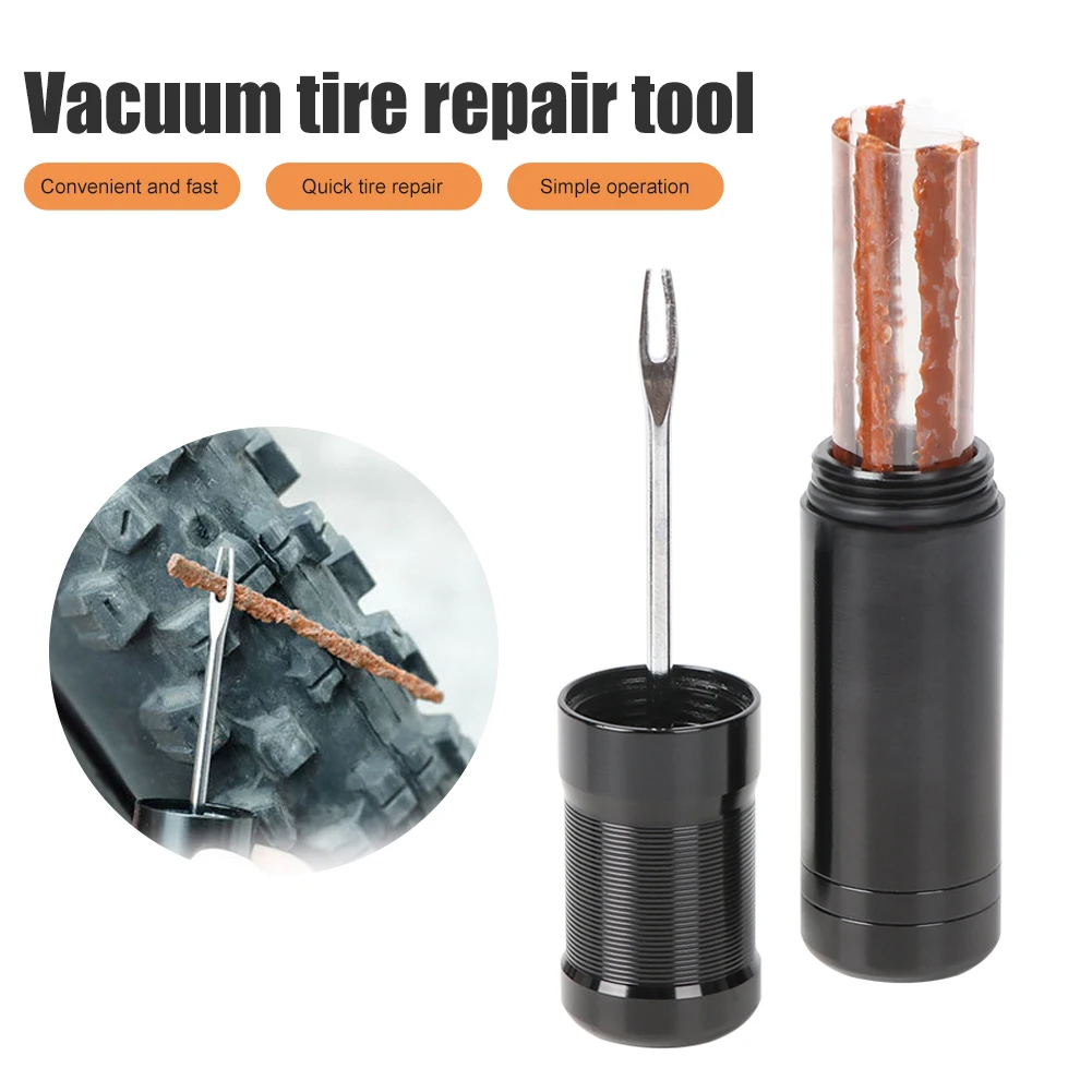 NEW Bicycle Tubeless Tire Repair Tool Tyre Drill Puncture for Urgent Glue Free Service Repair Optional 5PCS Rubber Stripes