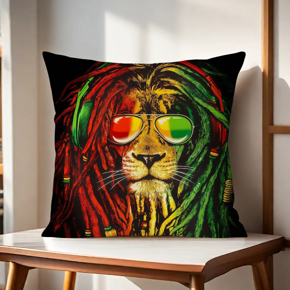 B-Bob M-Marley R-Rasta Lions cushion cover For Pillow Printing Sofa Decoration Home Car Room Coffee Shop Office NordicSimplicity