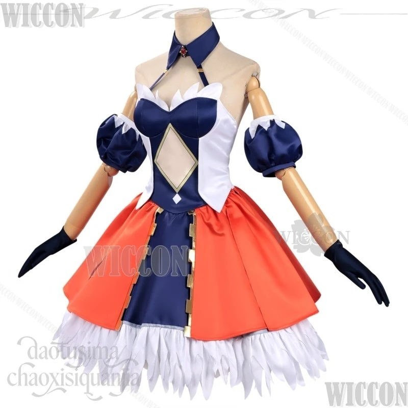 Alvitr Cosplay Recordd Anime Ragnarokko Kawaii Off Shoulder Backless Orange Dress Lolita Wig Headwear Halloween Navidad Carnaval - view 5