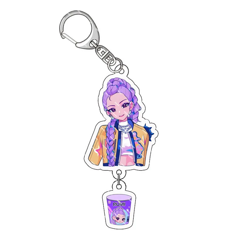 أنيمي KPop شيطان الصيادين الشكل سلسلة مفاتيح مصنوعة من الأكريليك نموذج رومي ميرا زوي آبي عيد ميلاد الديكور عيد الميلاد المشجعين الهدايا كيرينغ