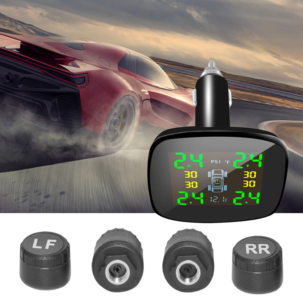 Tire Pressure Monitoring System Cigarette Lighter Tyre Temperature Monitor Universal TPMS for Car Sedan SUV