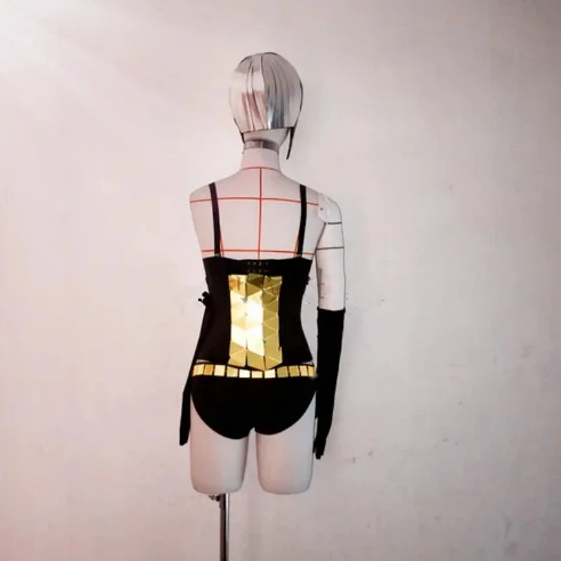 나이트 클럽 바 DJ 여성 댄서 팀 섹시한 무대 착용 골드 실버 미러 탑 반바지 장갑 가발 댄스 복장 공연 의상