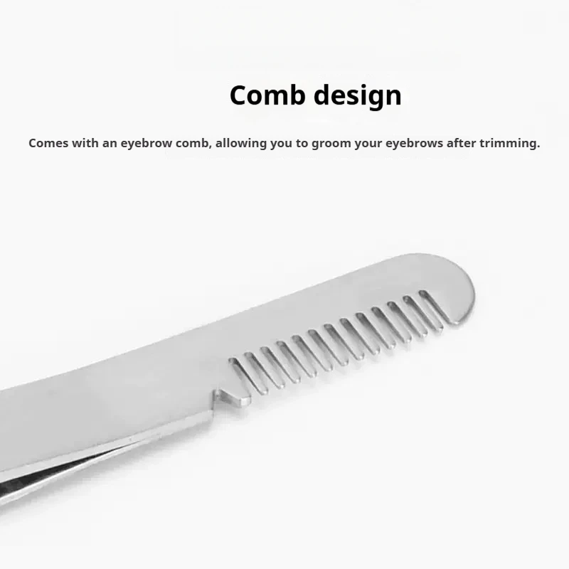 1.2mm Thick Stainless Steel Eyelash Clip Eyelash Tweezers Diagonal Mouth with Comb Eyebrow Clip Beauty Tool Lash Sharp Tweezers