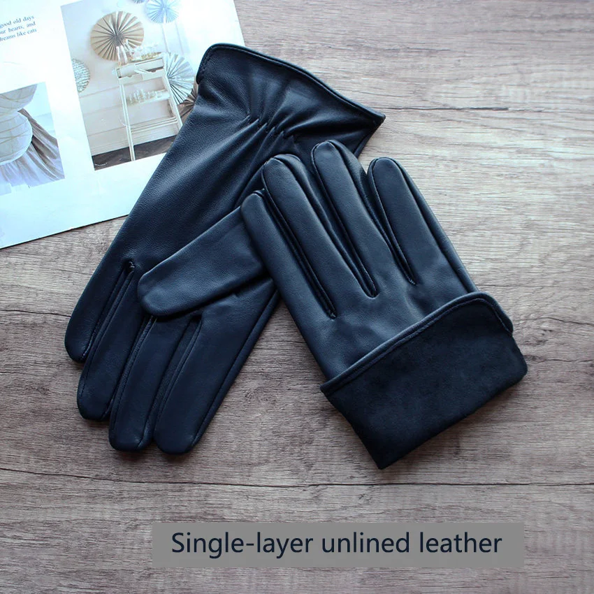 Men's Thin Leather Sheepskin Gloves For Summer Driving Fashion Driver Straight Style Unlined Outdoor Motorcycle Riding Gloves