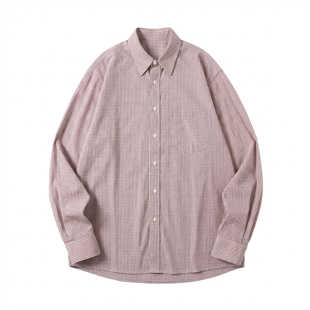 

NIGO Men's Pink Gingham Oversized Long Sleeve Shirt Spring Autumn Casual Hangouts Daily Wear Stylish Outings #NIGO9573Z