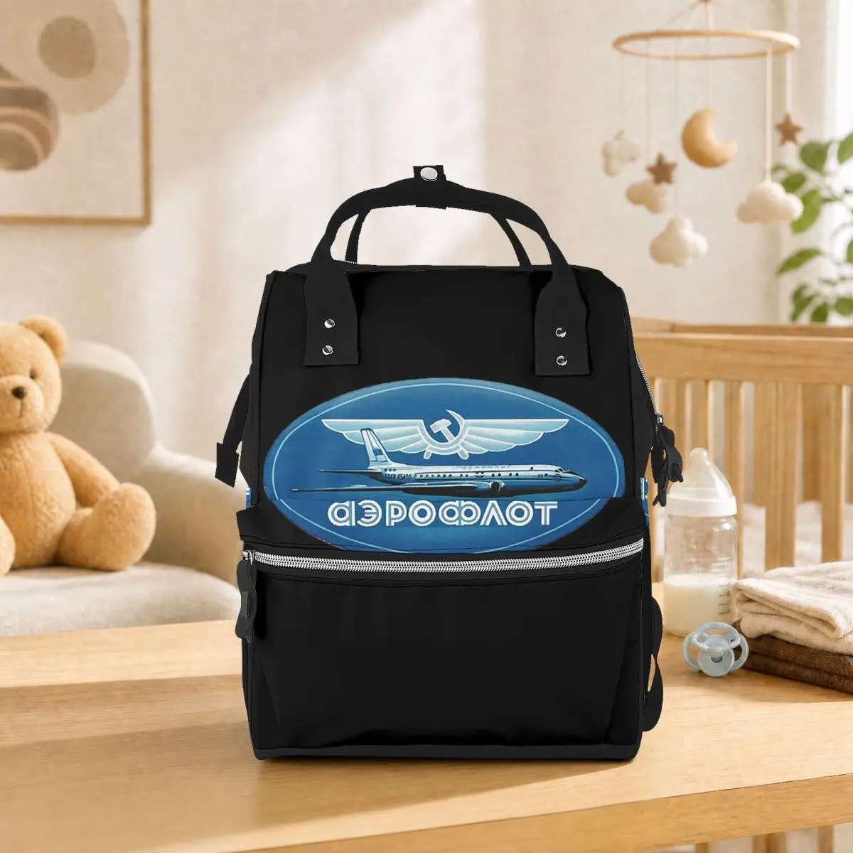 Aeroflot Aviation Russe Pilote Aerospace Aviateur Student Backpack School Bag Hiking Travel Daypack for Men Women Bookbag