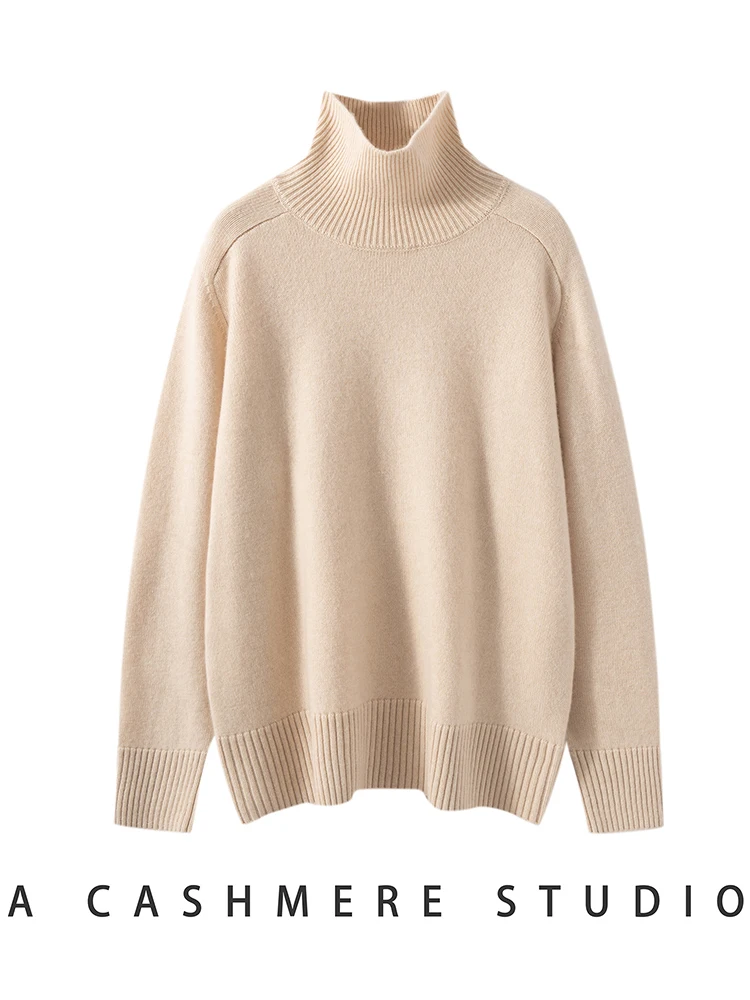 

TLOML женский свитер из 100% кашемира, толстая водолазка, пуловер, осень-зима, базовый однотонный кашемировый трикотаж, мягкие кашемировые свободные топы