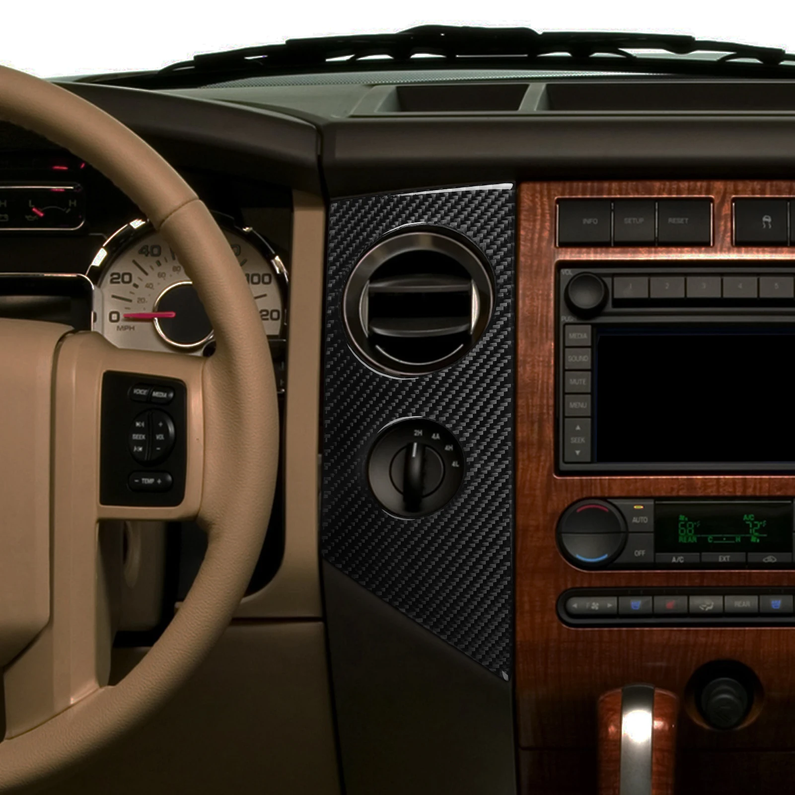 

For Ford Expedition 2007-2014 Real Carbon Fiber Stickers Centre radio AC CD gear shift Door panel Car Accessories decorative