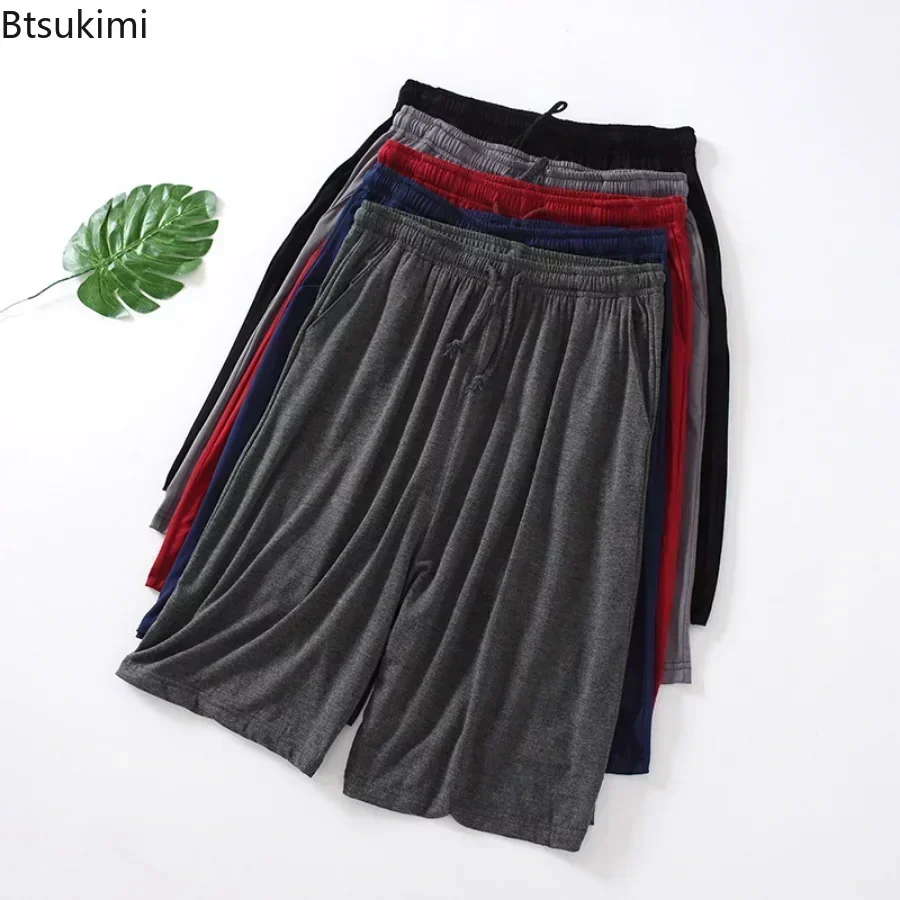 Pantalones cortos informales de talla grande 7XL 8XL para dormir para hombre, pantalones cortos de pijama informales de Modal para hombre,