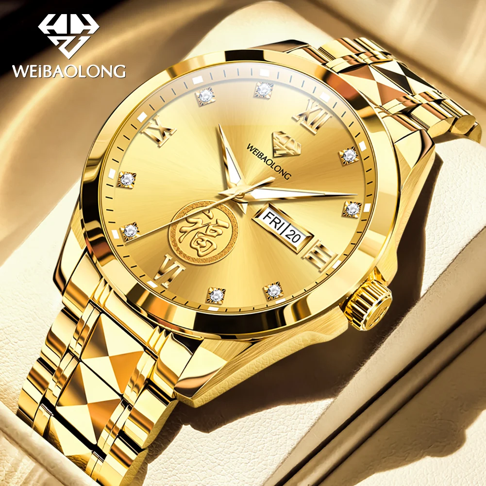 WeiBAOLONG Real Gold Real Diamond Watches for Man Top Luxury Business Japan Movement Automatic Mechanical Man Wristwatch 3805