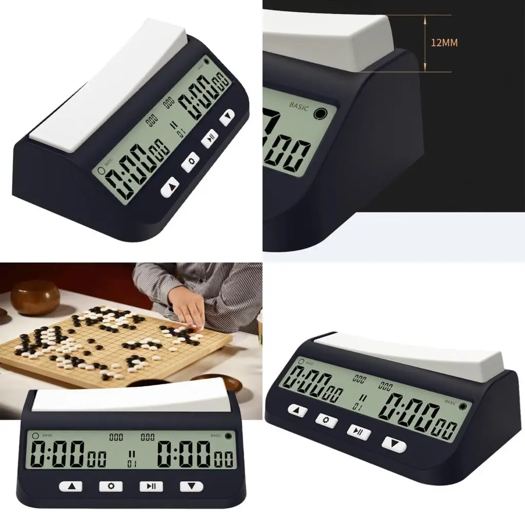 Q39E Chess Clock Digital Timer, Multifunctional Count Down Game Clock Timer for International Chess Board Game for Almost Use