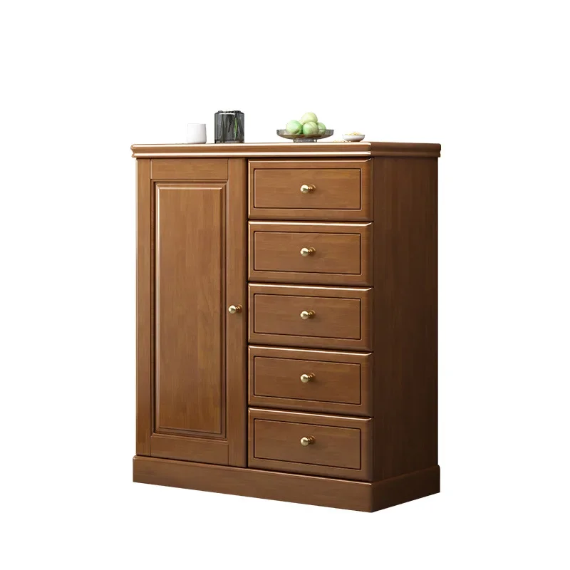 Chinese solid wood chest, multi-drawer floor-to-ceiling with lock, living room, bedroom, large capacity four or five bucket