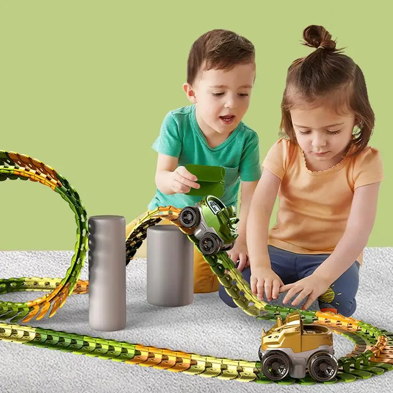 

Dinosaur Race Car Lighted Dinosaur Climbing Track Car Exercise Hands-On Skills Flexible Race Track 3 Years Old Kid Education toy