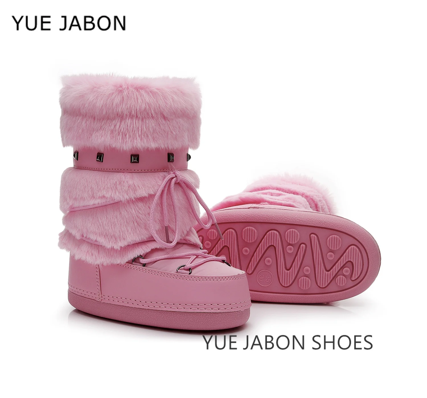 المسامير ديسمبر أحذية الثلوج للنساء شعر غامض رقيق فروي فراء الأحذية 2026 الشتاء أحذية للنساء الوردي أسود أبيض الفراء الثلوج الأحذية