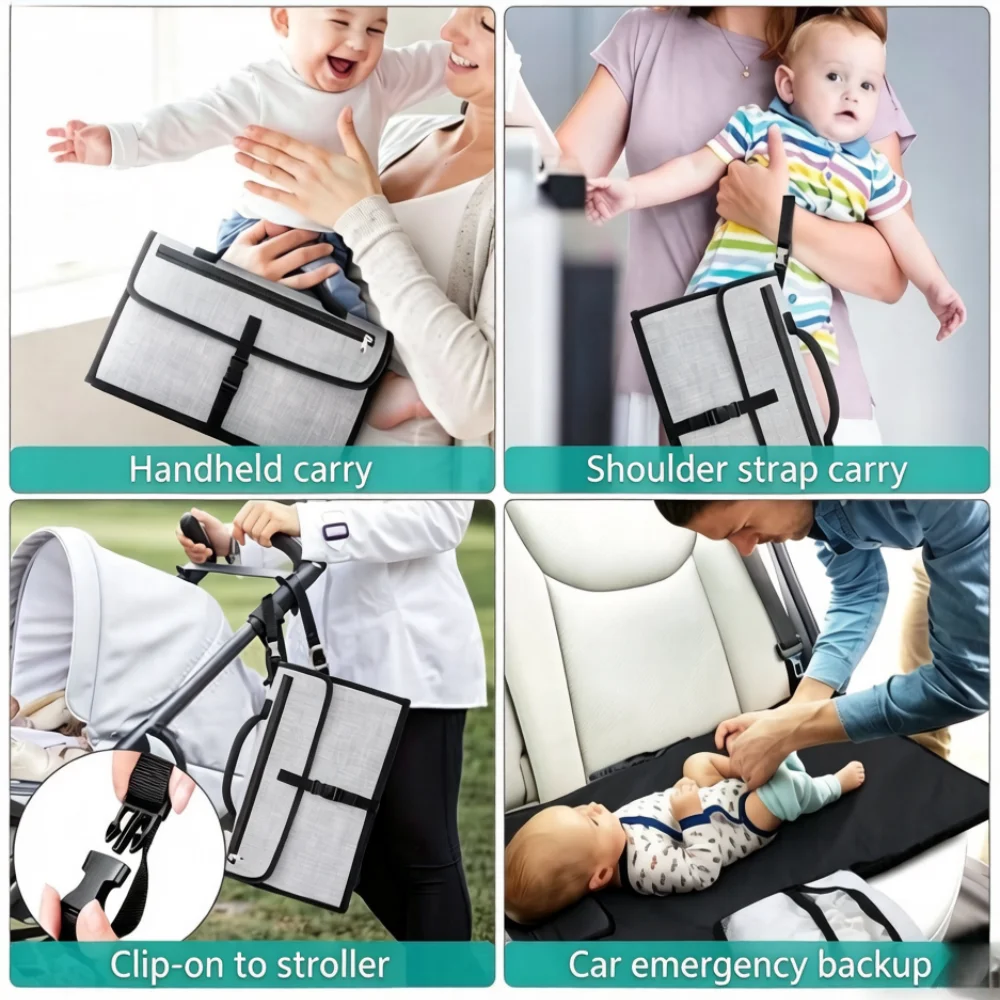 Multifunctional Waterproof Baby Changing Pad, Foldable Diaper Storage Bag for Babies