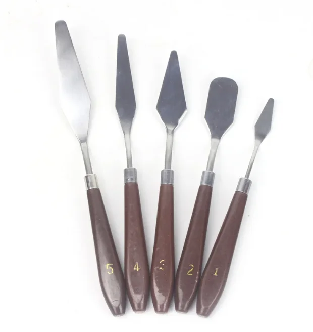 5Pcs/Set Oil Painting Knife New Stainless Steel Color Matching Scraper Gouache Paint Scraper Palette Knife Watercolors