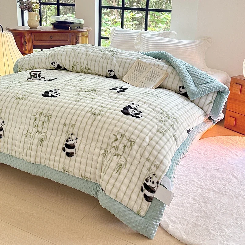 New Autumn Winter Thicken Keep Warm Blanket Artificial Rabbit Plush High-quality Bed Blankets Soft Fluffy Warmth Duvet Comforter