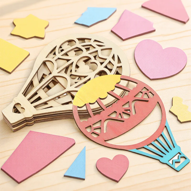 

30pcs Hot Air Balloon Wood Slices Unfinished Wooden Cutouts For Diy Crafts Paintable Decor Ornaments Hollow Out Design Wood
