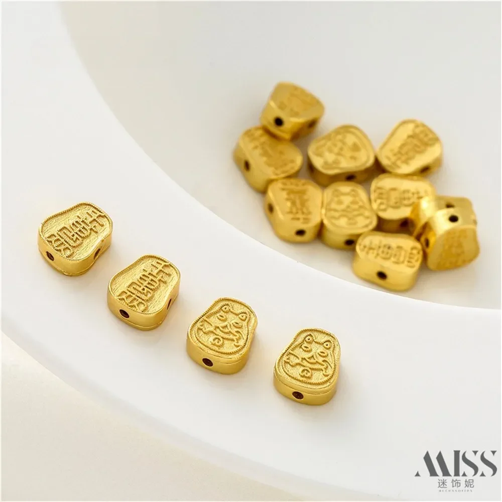 

18-каратное песочное золото, стакан с крестом через отверстие, бусина, аксессуары «сделай сам», свободные бусины, браслет ручной работы, ожерелье, ювелирный материал